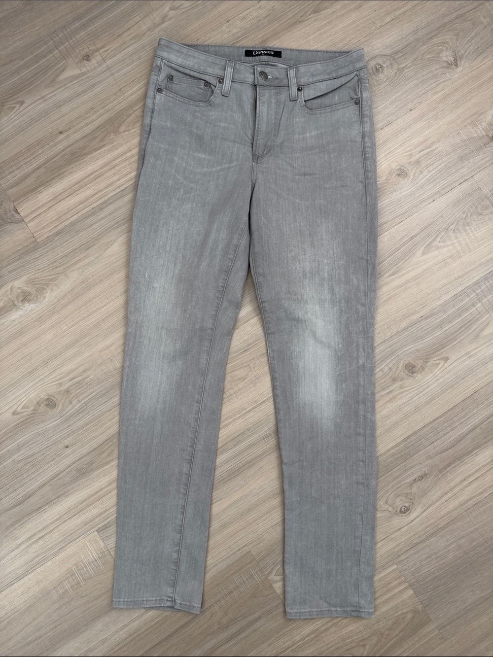 Express Grey Hyper Stretch Slim Denim Jeans. Sz 32/32
